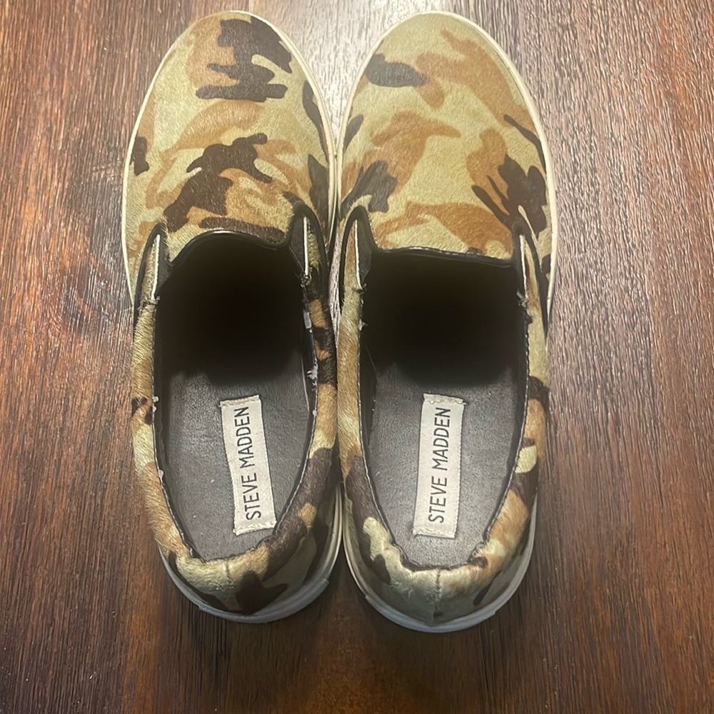 Steve Madden Green Camouflage Slip On  Shoes Skater Grunge Festival Surf Boho
